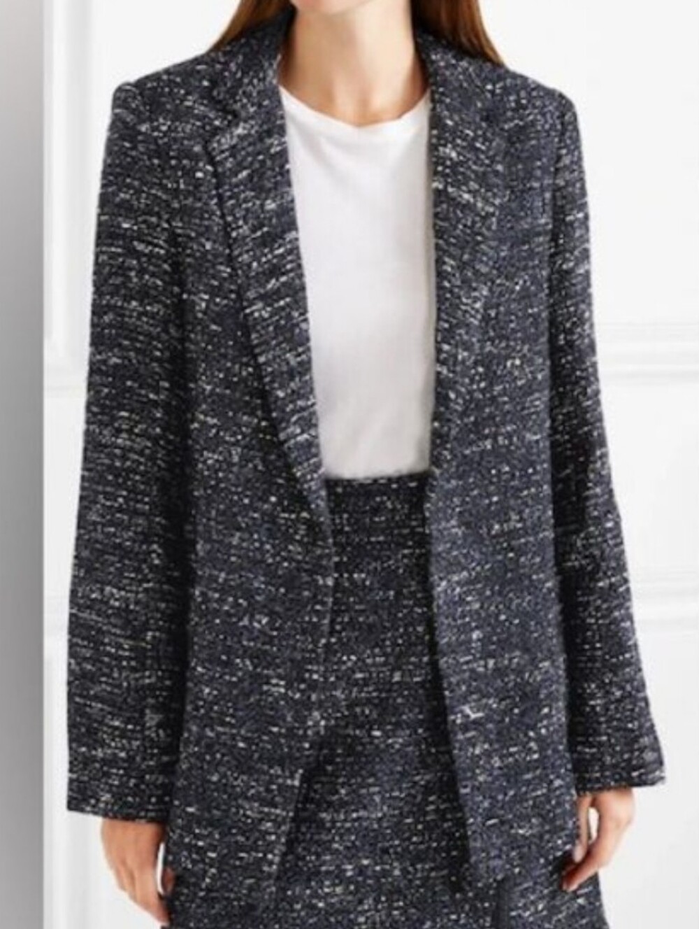 Adam Lippes Tweed Blazer In Blue Black And White Size 4